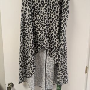 HALARA High Waisted High Low Ruffle Leopard Print Skirt